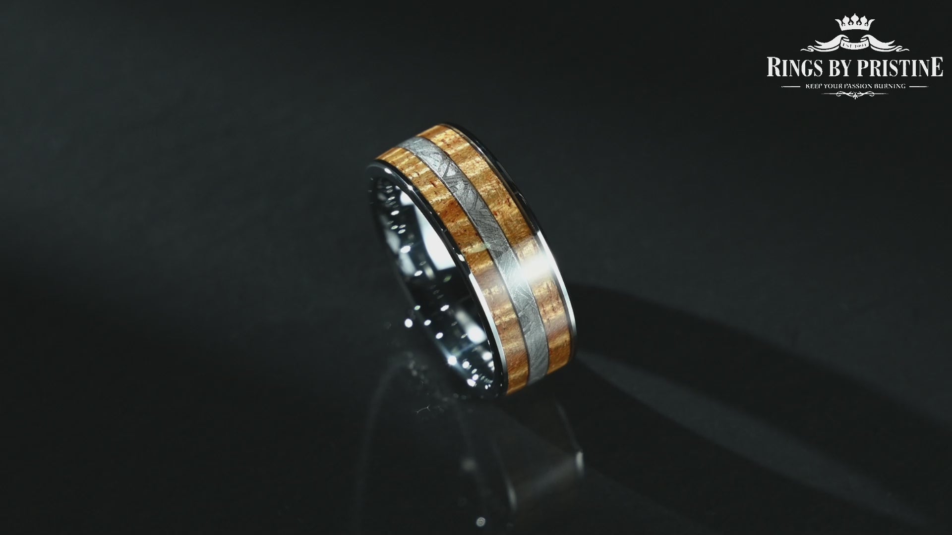 Hawaiian Koa Wood & Meteorite Tungsten Mens Wedding Band 8MM