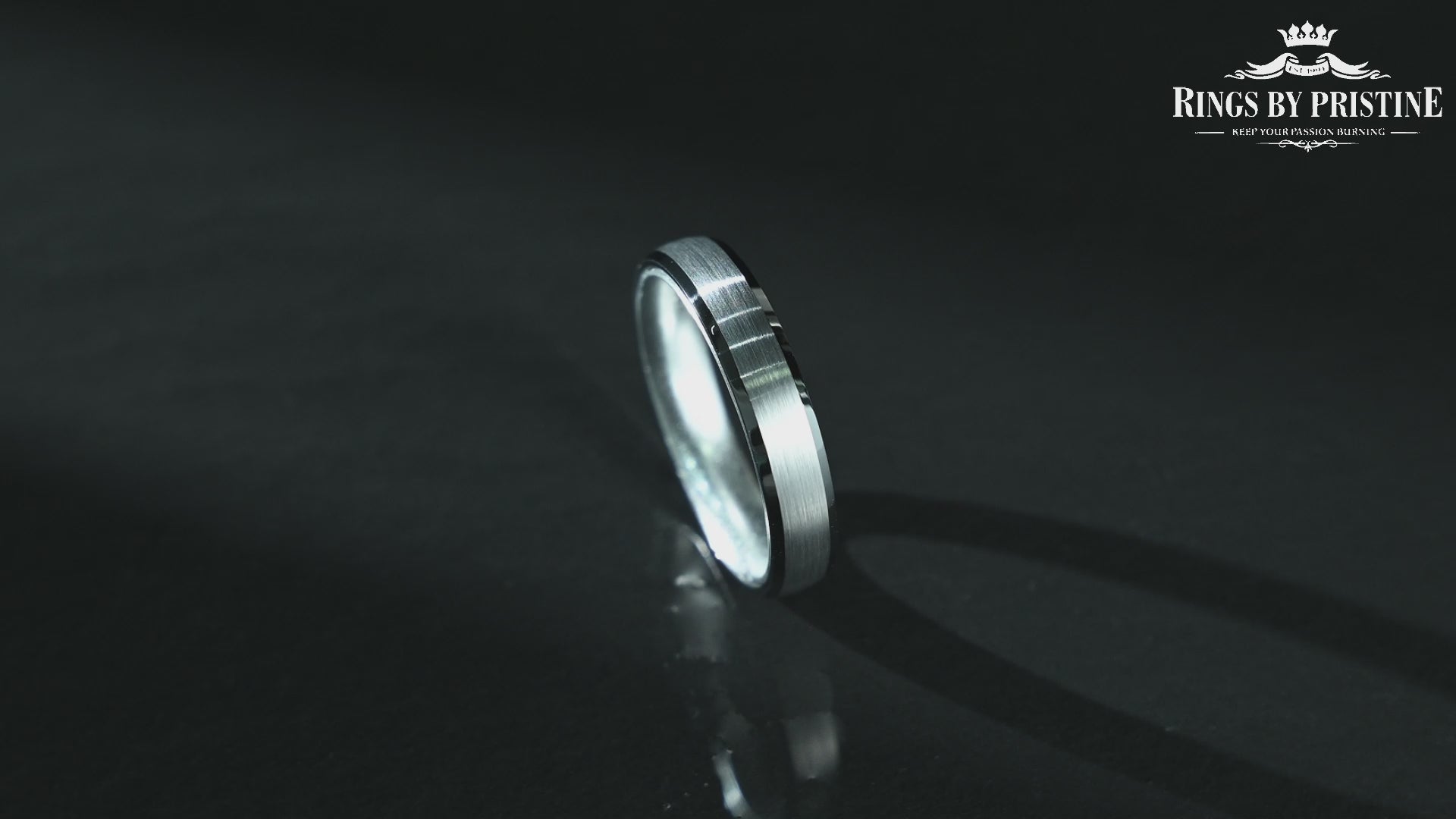 Pristine Passion Silver Interior Silver Tungsten Wedding Band 4MM