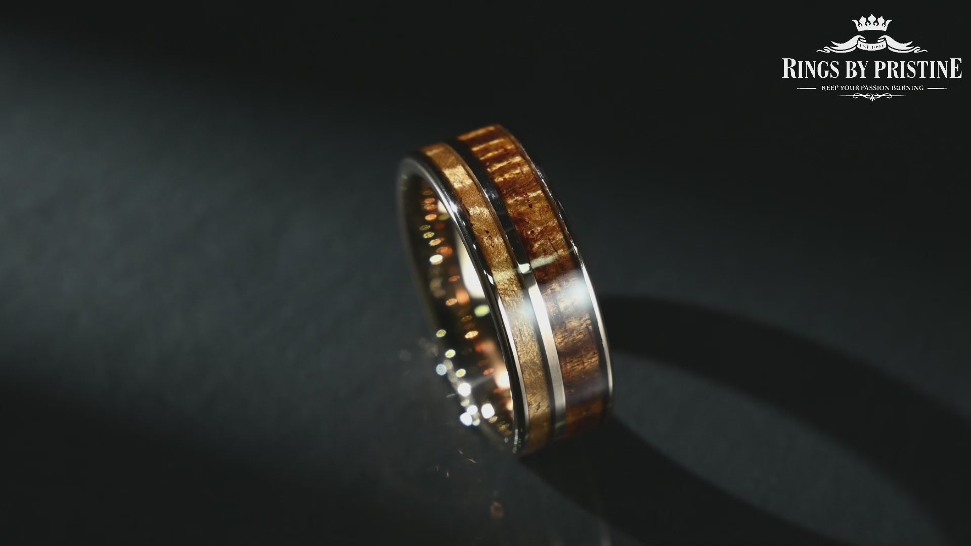 Hawaiian Koa Wood Rose Tungsten Mens Wedding Band 8MM