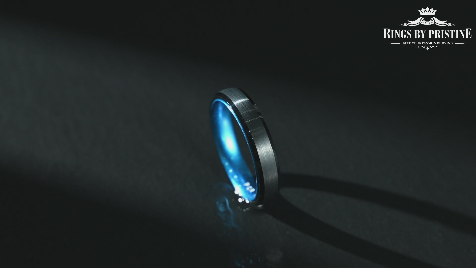 Pristine Passion Blue Interior Tungsten Women's Wedding Band 4MM