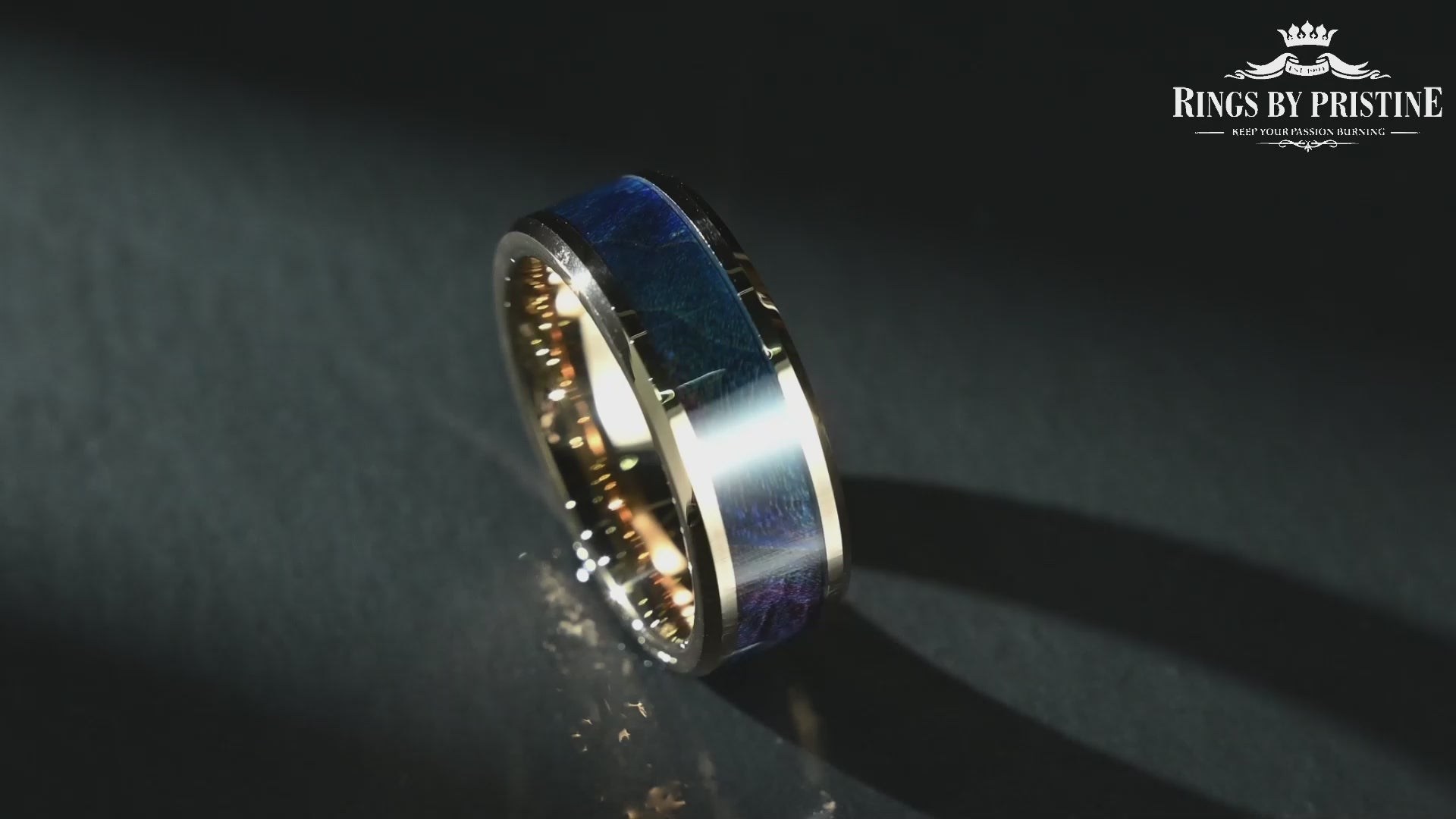 Rose Tungsten Box Elder Wood Men's Wedding Band 8MM