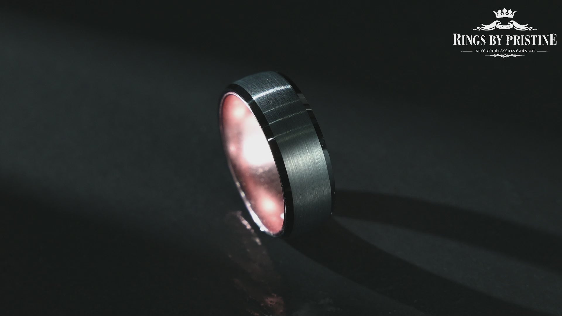 Pristine Passion Rose Interior Tungsten Wedding Band 8MM