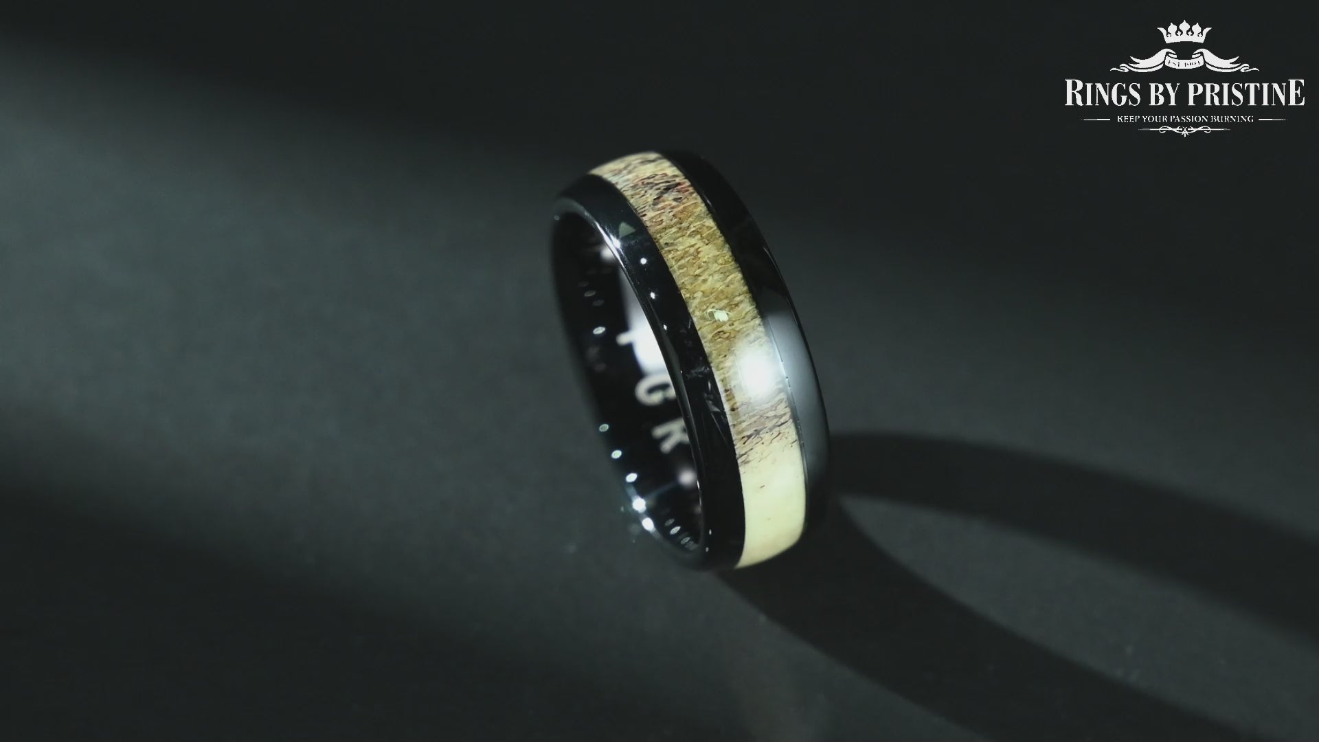 Black Tungsten Antler Inlay Men's Wedding Band 8MM