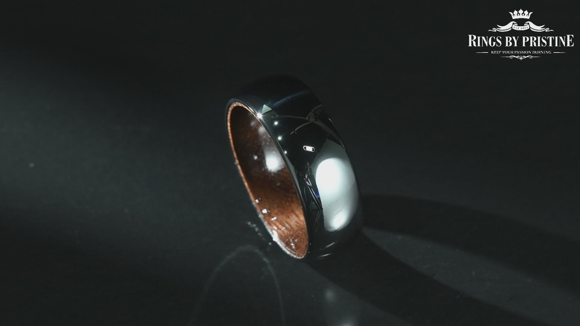 Rounded Glossy Silver Tungsten Walnut Wood Men's Wedding Band 8MM