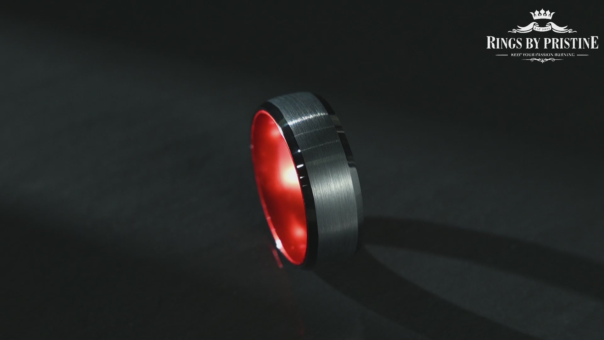 Pristine Passion Red Interior Tungsten Wedding Band 8MM