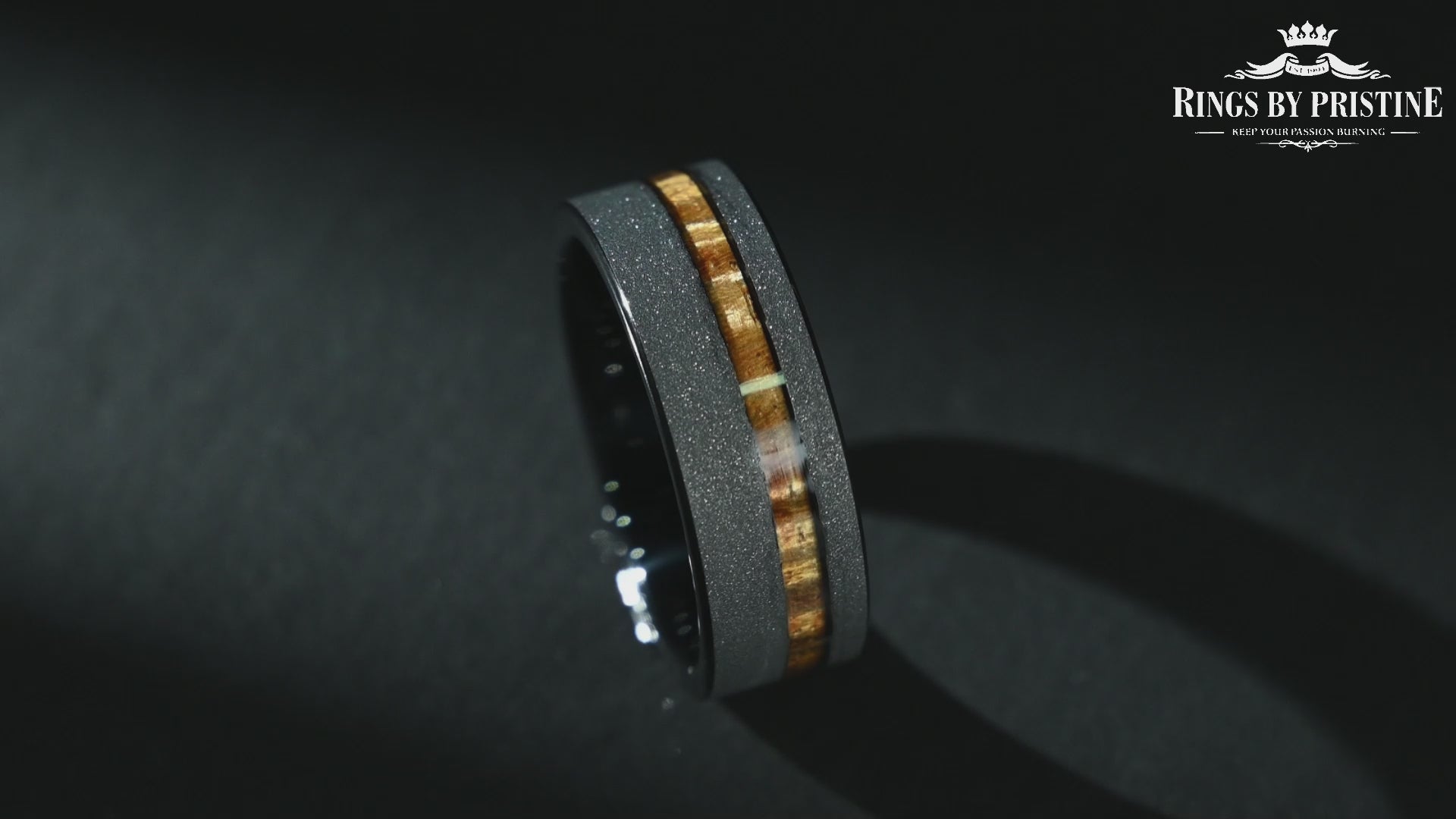 Hawaiian Koa Wood Sandblasted Tungsten Mens Wedding Band 8MM