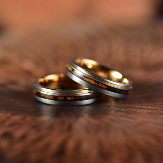 Whiskey Barrel Brushed Tungsten Women's Wedding Band 4MM - PRISTINE RINGS