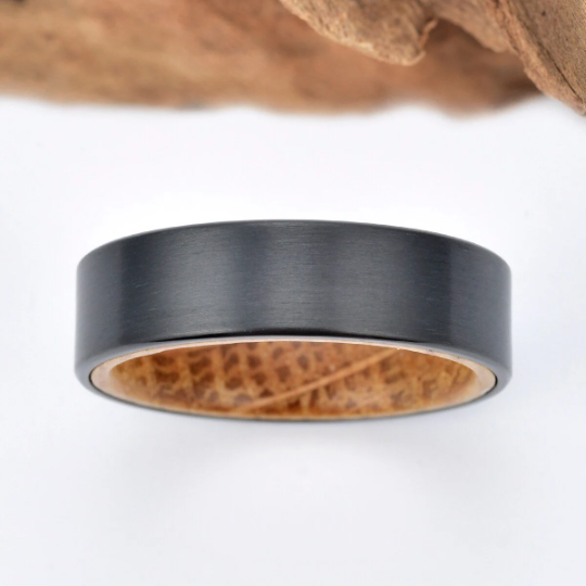 Zirconium Whiskey Barrel Men's Wedding Band 6MM - PRISTINE RINGS