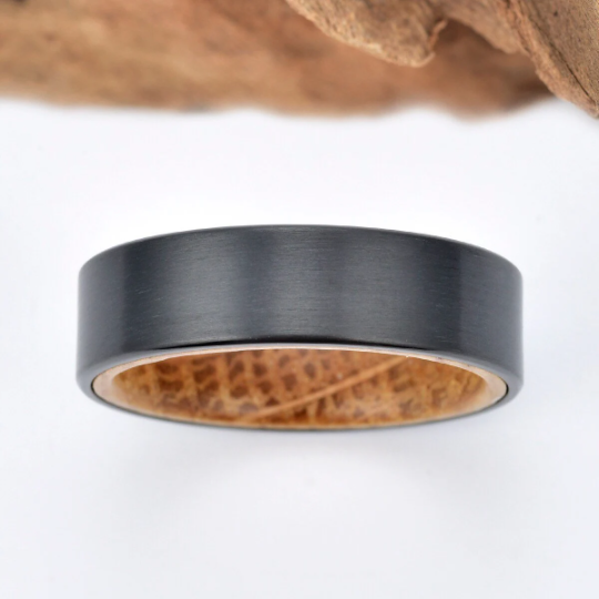 Zirconium Whiskey Barrel Men's Wedding Band 6MM