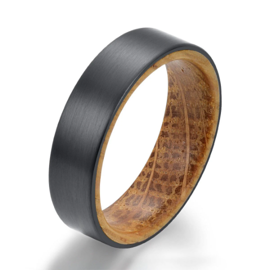 Zirconium Whiskey Barrel Men's Wedding Band 6MM - PRISTINE RINGS