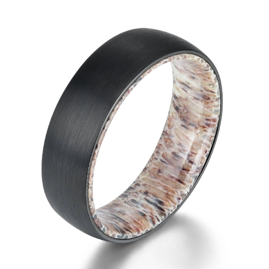 Antler Inlay Tungsten Men's Wedding Band 6MM - PRISTINE RINGS
