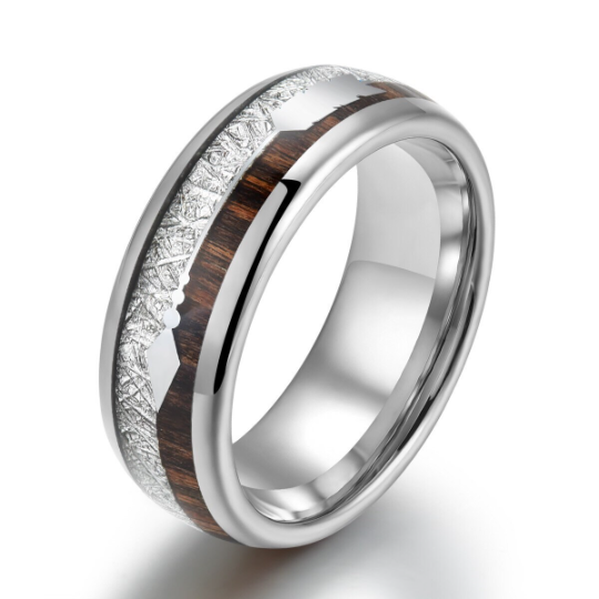 Tungsten Koa Wood Men's Wedding Band 8MM - PRISTINE RINGS