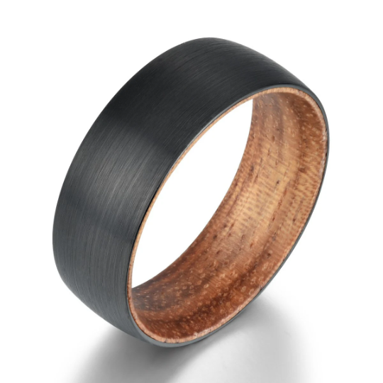 Zebra Wood Tungsten Men's Wedding Band 8MM - PRISTINE RINGS
