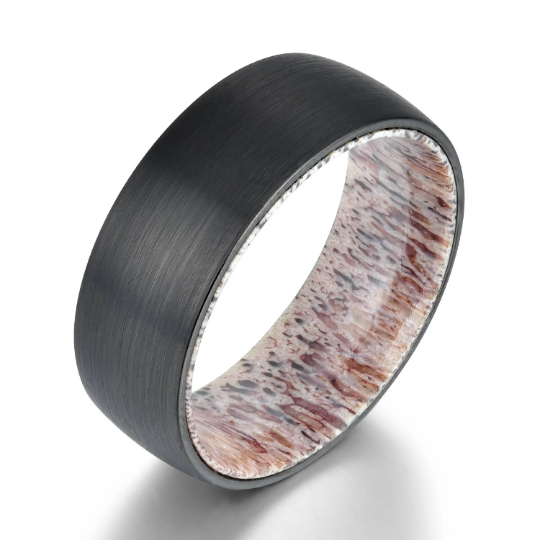 Antler Inlay Tungsten Men's Wedding Band 8MM - PRISTINE RINGS