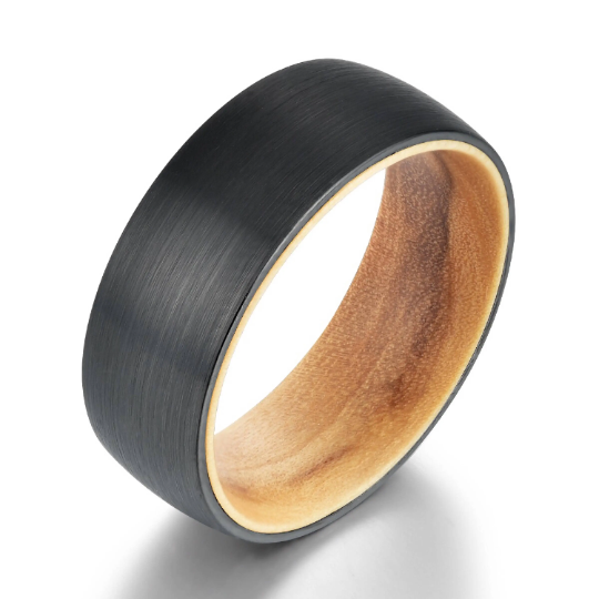 Olive Wood Tungsten Men's Wedding Band 8MM - PRISTINE RINGS