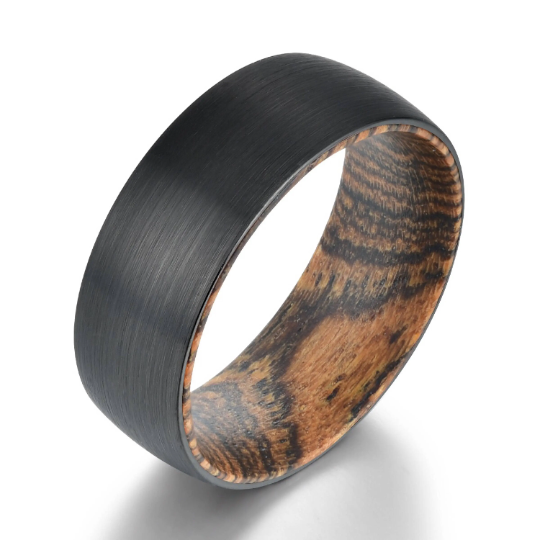 Bocote Wood Tungsten Men's Wedding Band 8MM - PRISTINE RINGS