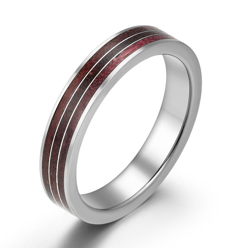 Purple Heartwood Tungsten Women's Wedding Band 4MM - PRISTINE RINGS