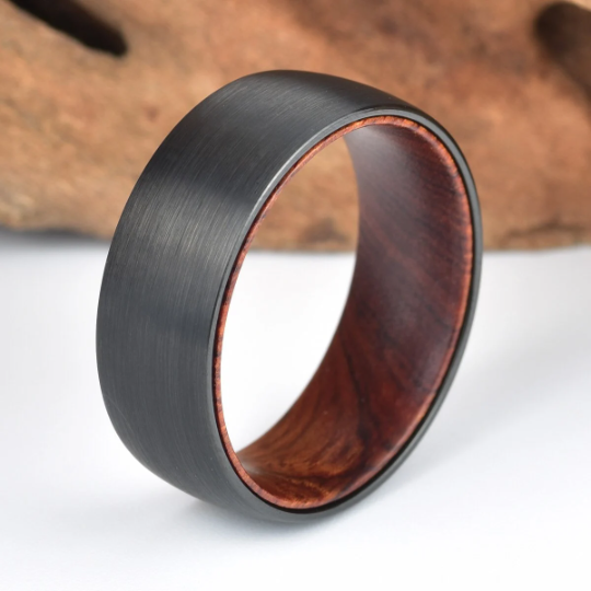 Iron Wood Tungsten Men's Wedding Band 8MM - PRISTINE RINGS