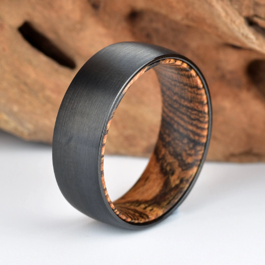 Bocote Wood Tungsten Men's Wedding Band 8MM - PRISTINE RINGS