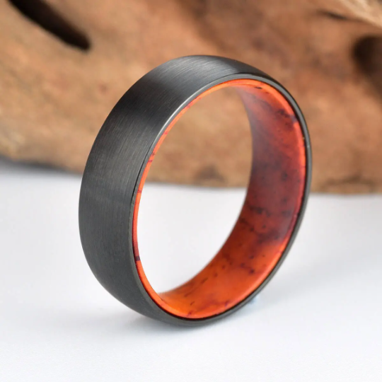 Cocobolo Wood Tungsten Men's Wedding Band 6MM - PRISTINE RINGS