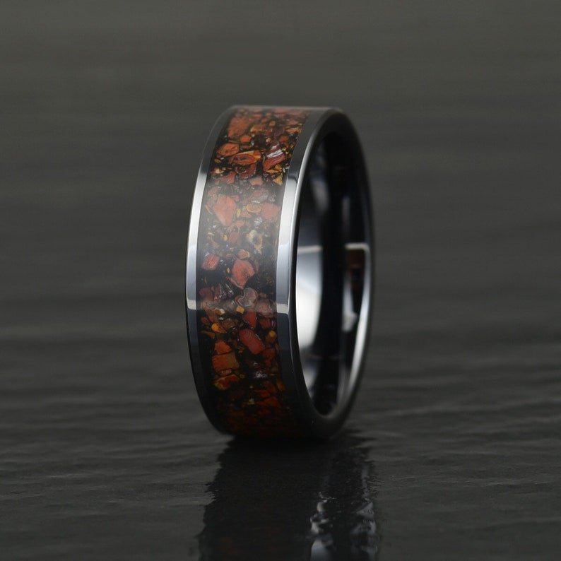 Dinosaur Bone Tungsten Men's Wedding Band 8MM - PRISTINE RINGS