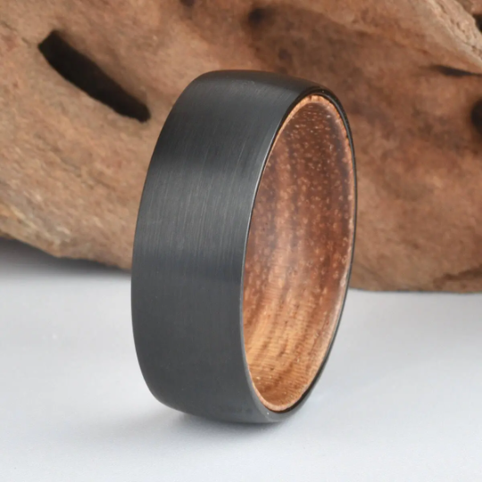 Koa Wood Tungsten Men's Wedding Band 8MM - PRISTINE RINGS