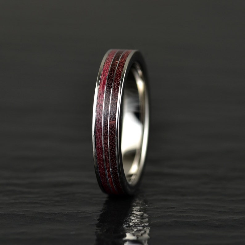 Purple Heartwood Tungsten Women's Wedding Band 4MM - PRISTINE RINGS