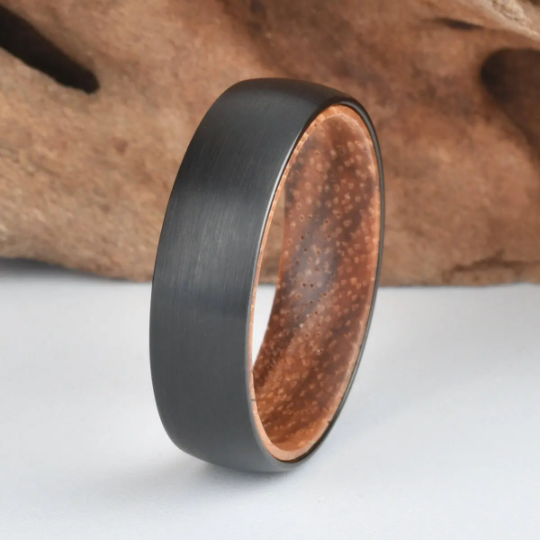 Koa Wood Tungsten Men's Wedding Band 6MM - PRISTINE RINGS