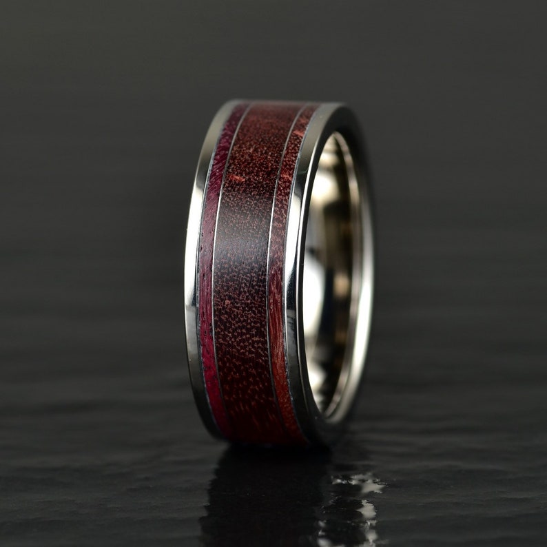 Purple Heartwood Tungsten Men's Wedding Band 8MM - PRISTINE RINGS