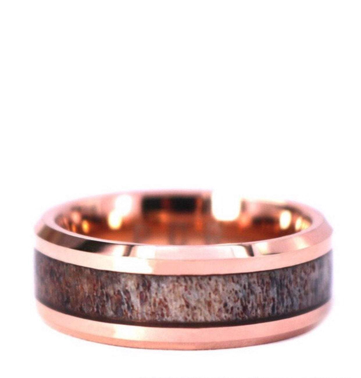 Deer Antler Rose Tungsten Men's Wedding Band 8MM - PRISTINE RINGS