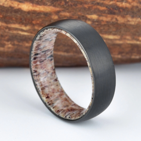 Antler Inlay Tungsten Men's Wedding Band 6MM - PRISTINE RINGS