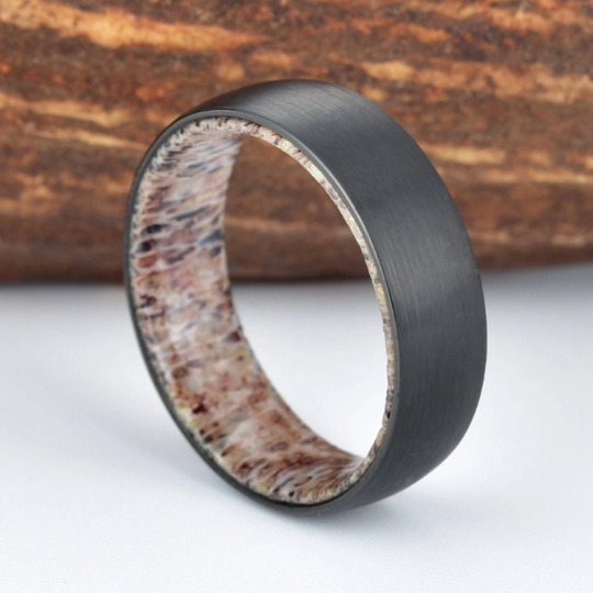 Antler Inlay Tungsten Men's Wedding Band 6MM