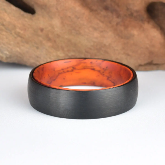Cocobolo Wood Tungsten Men's Wedding Band 6MM - PRISTINE RINGS
