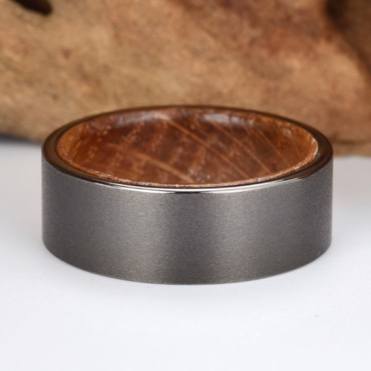 Gun Metal Grey Tungsten Bourbon Whiskey Barrel Men's Wedding Band 8MM - PRISTINE RINGS