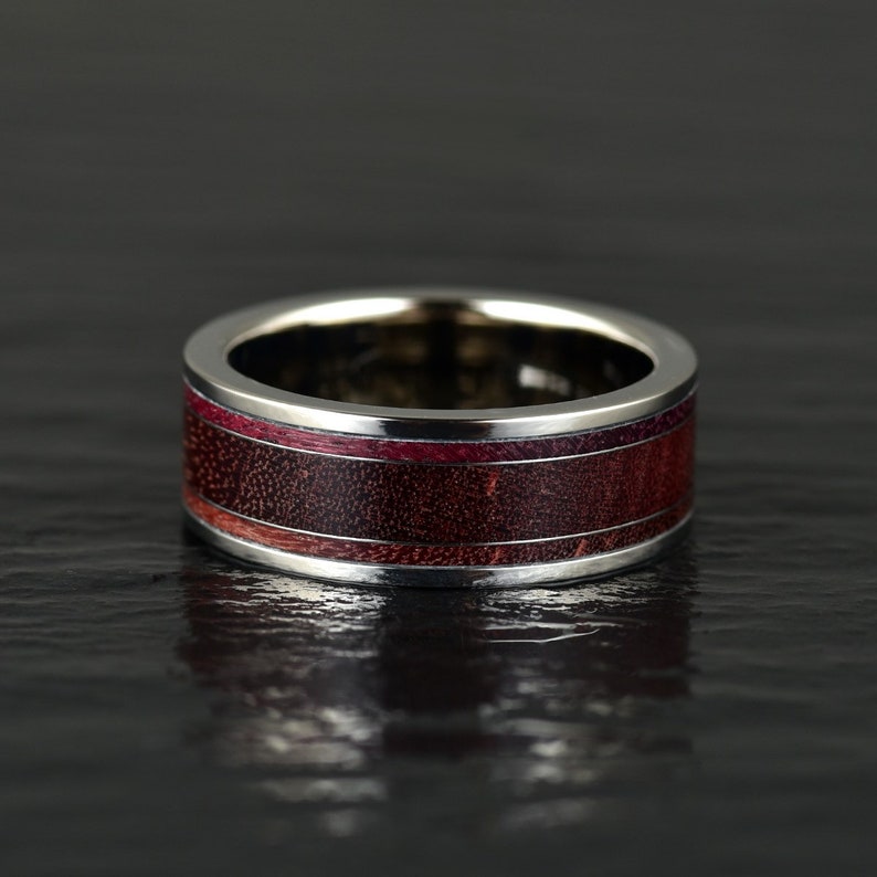 Purple Heartwood Tungsten Men's Wedding Band 8MM - PRISTINE RINGS