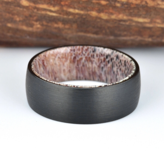 Antler Inlay Tungsten Men's Wedding Band 8MM - PRISTINE RINGS