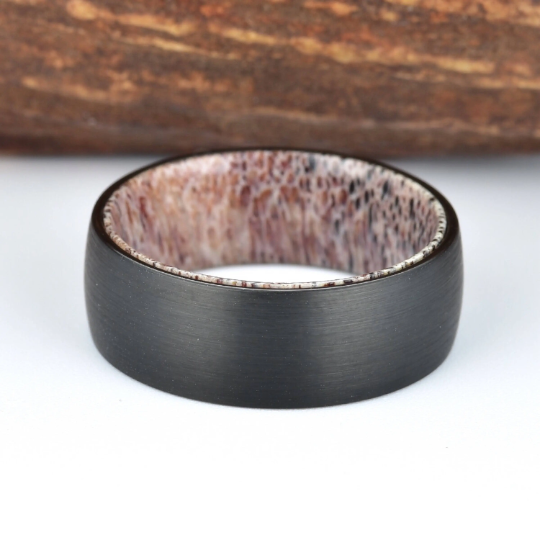 Antler Inlay Tungsten Men's Wedding Band 8MM