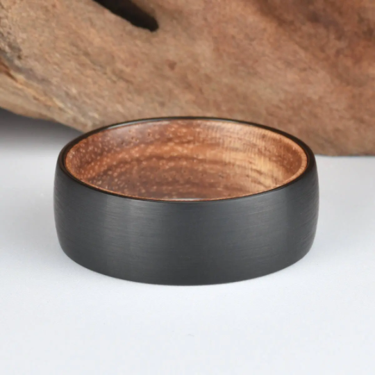 Koa Wood Tungsten Men's Wedding Band 8MM - PRISTINE RINGS