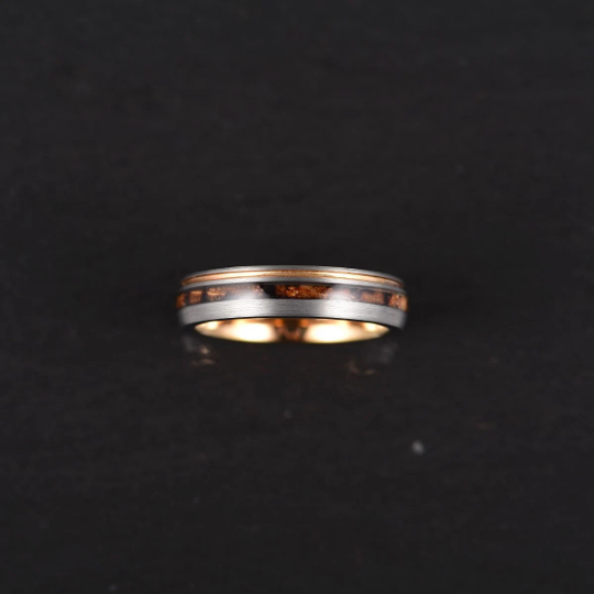 Whiskey Barrel Brushed Tungsten Women's Wedding Band 4MM - PRISTINE RINGS