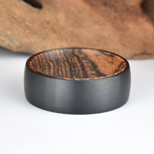 Bocote Wood Tungsten Men's Wedding Band 8MM - PRISTINE RINGS