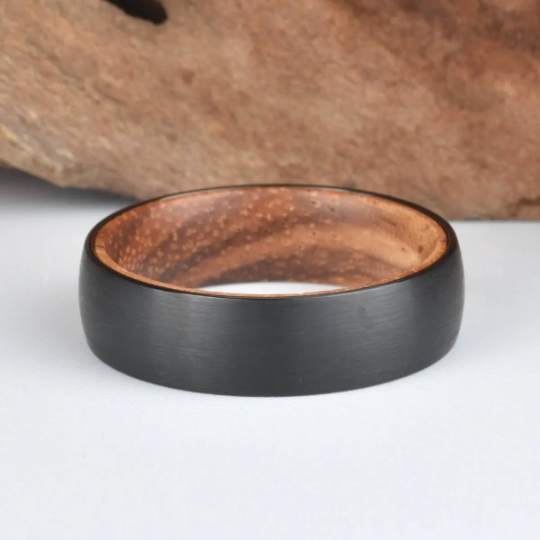 Koa Wood Tungsten Men's Wedding Band 6MM - PRISTINE RINGS
