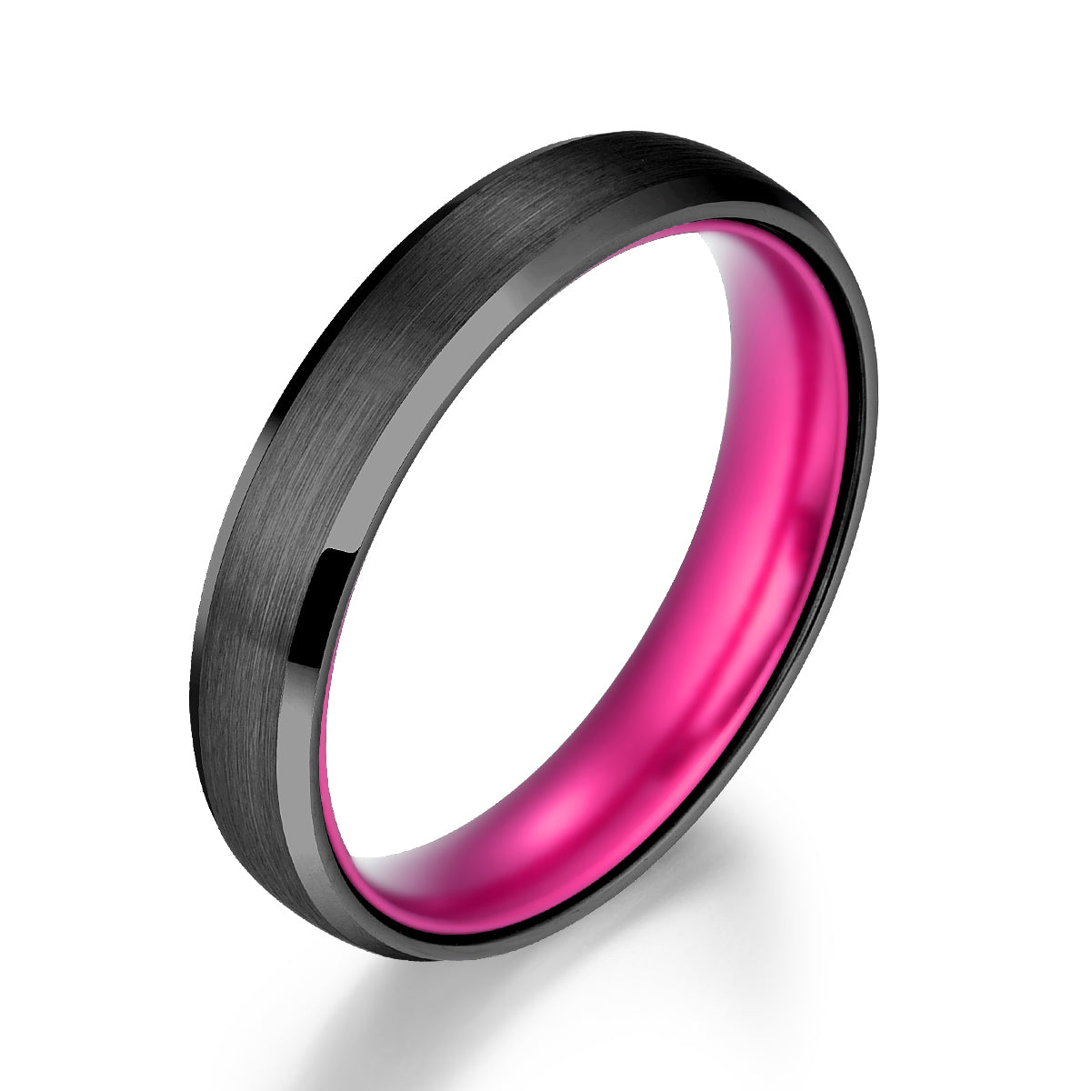 Pristine Passion Fuchsia Interior Tungsten Men's Wedding Band 6MM - PRISTINE RINGS