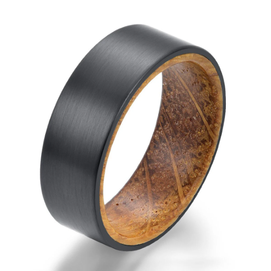 Zirconium Whiskey Barrel Wedding Band 8MM - PRISTINE RINGS