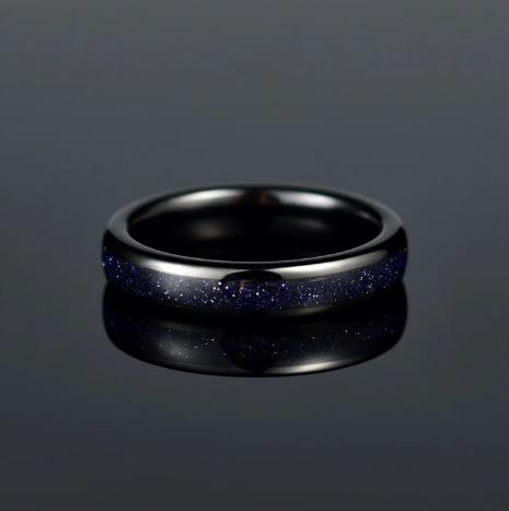 Crushed Sand Stone Tungsten Women's Wedding Band 4MM - PRISTINE RINGS