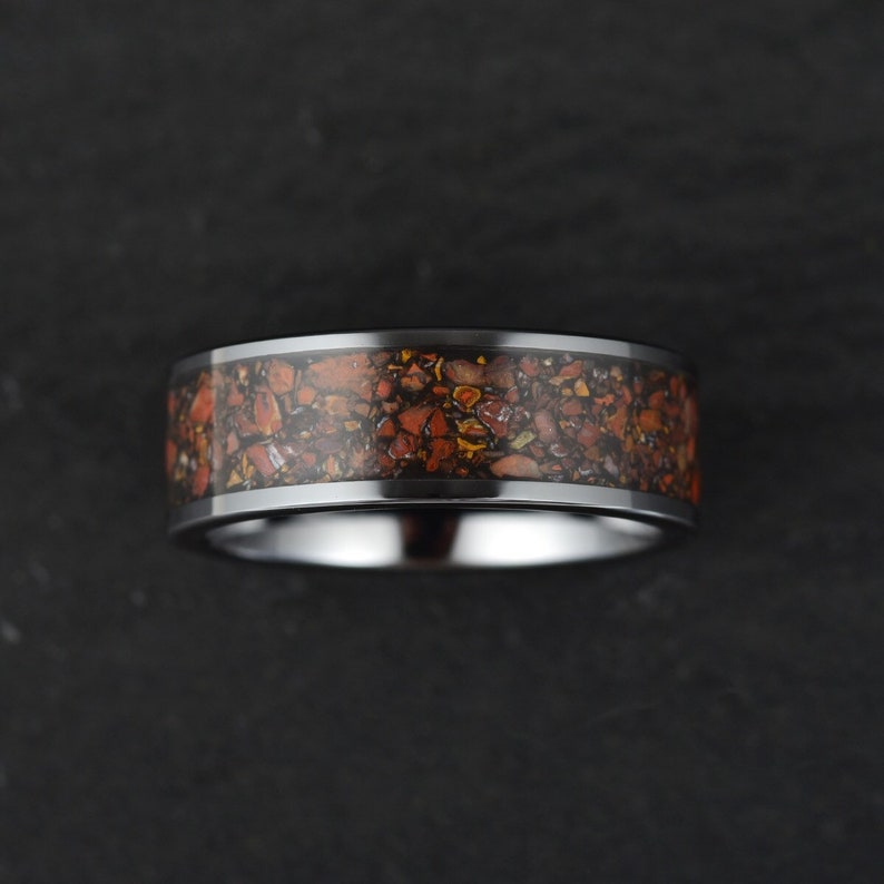 Dinosaur Bone Tungsten Men's Wedding Band 8MM - PRISTINE RINGS