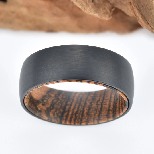 Bocote Wood Tungsten Men's Wedding Band 8MM - PRISTINE RINGS