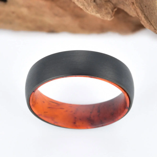 Cocobolo Wood Tungsten Men's Wedding Band 6MM - PRISTINE RINGS