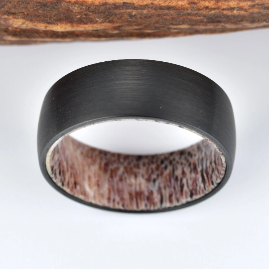 Antler Inlay Tungsten Men's Wedding Band 8MM - PRISTINE RINGS