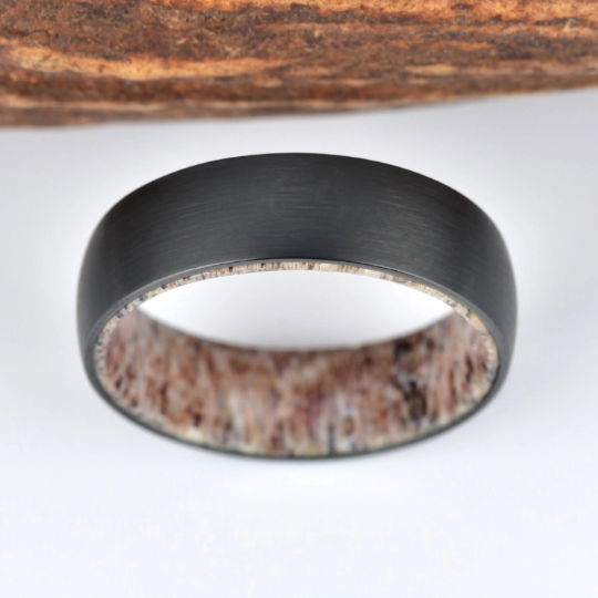 Antler Inlay Tungsten Men's Wedding Band 6MM - PRISTINE RINGS