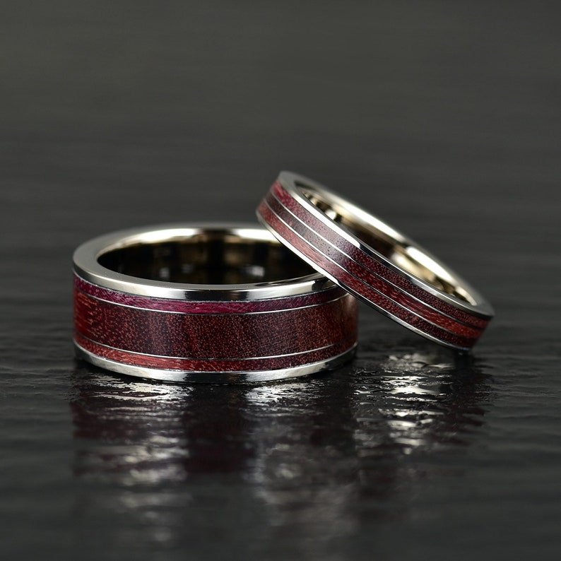 Purple Heartwood Tungsten Men's Wedding Band 8MM - PRISTINE RINGS